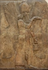 Relief of winged genie from the north wall of the Palace of Sargon II