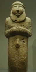 Picture of a statue of a bearded man, possibly priest-king, late 4th millennium BC, Louvre Museum
